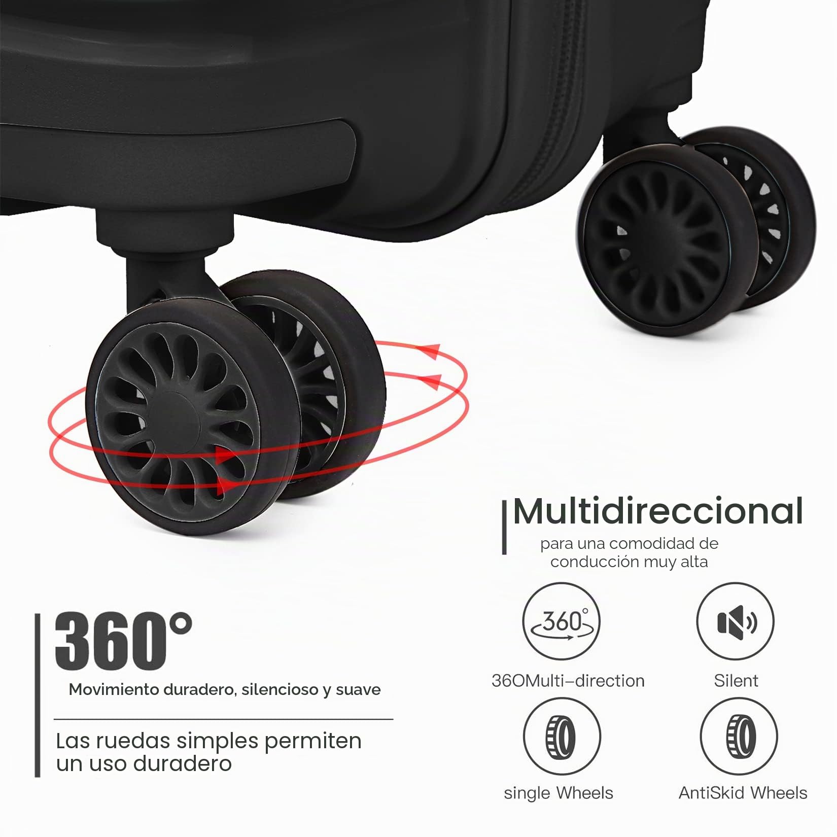 Kono Maleta de Cabina Grande 76cm Maleta de Viaje Ligera Portátil con Cerradura TSA Resistente(100L,Negro)