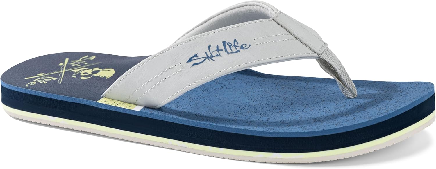 Salt Life Men’s The Harbor Flip-Flop – PU Upper, EVA Footbed, Lightweight TPR Outsole for Coastal Comfort