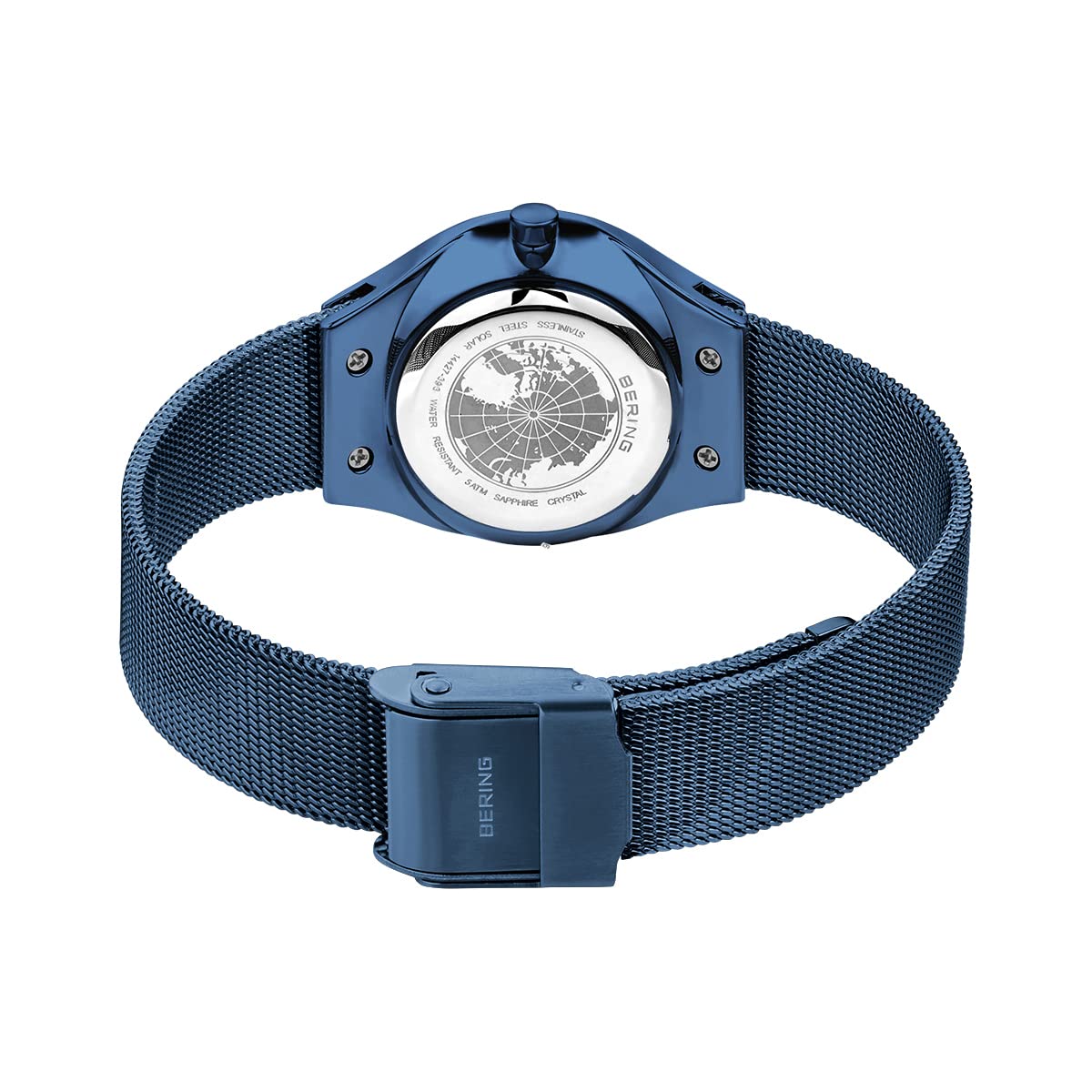 Bering Damen Solar Uhr | Armbanduhr 27 mm Edelstahlgehäuse und Perlmutt Zifferblatt | Milanaisearmband | Saphierglas | 5 ATM | 14427