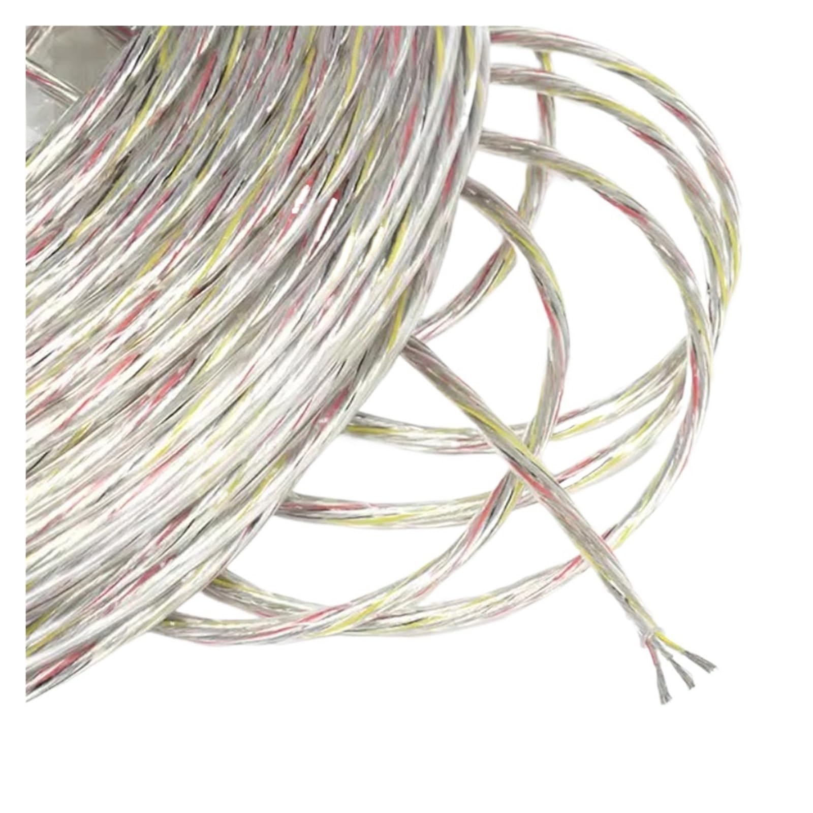UL (PVC) Câble d'alimentation transparent avec noyau en cuivre étamé 2 conducteurs L+E+D Fil de connexion en PVC souple et flexible (5 m, 2 conducteurs 22 awg)