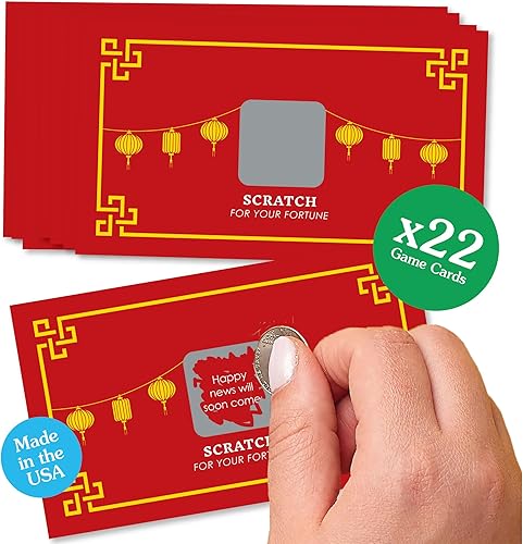 Miniatura 7 de Tarjetas de la fortuna para rascar, del Año Nuevo chino, 2018 año del perro, para fiestas, 22 unidades