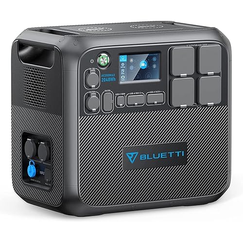 Immagine del prodotto BLUETTI Centrale Elettrica Portatile AC200MAX, 2048Wh LiFePO4 Batteria Backup, Espandibile a 8192Wh w/ 4 2200W AC Prese (4800W Picco), 30A RV, Generatore Solare per Campeggio, Domestico, Emergenza