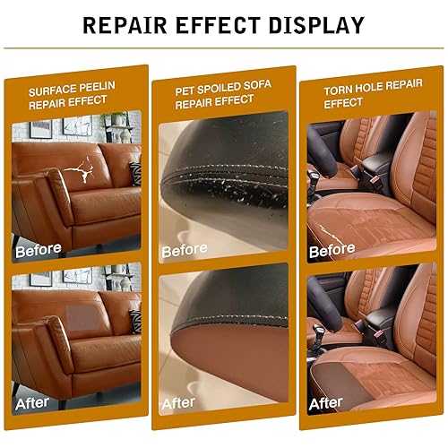 Miniatura 52 de Cinta de reparación de cuero, parche de reparación de cuero autoadhesivo para sofá, muebles, sofás, asientos de automóvil, kit avanzado de Café
