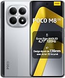 XIAOMI POCO M8 5G Smartphone, 8+ 512 GB, Argento, Telefono, IP66, Resistente alla polvere e all'acqua, Batteria Massiccia da 5520 mAh, 6,77", 120Hz, 45W, con Caricatore, senza NFC - 1