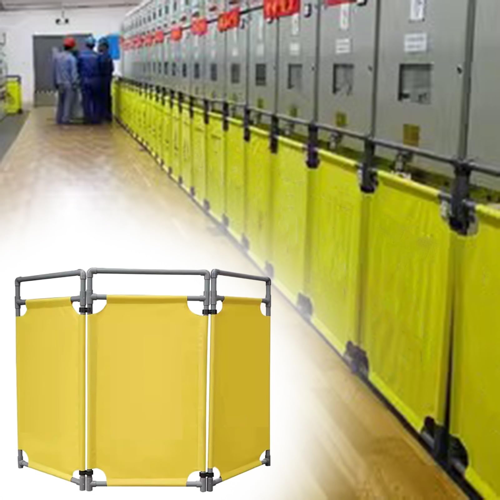 ASerZenith Expandable Insulated Barrier Gate For Technology Park Foldable Plastic Driveway Barricade Fence Freestanding Lift Maintenance Roadblock 5 Panel Color Option,6-Pannel