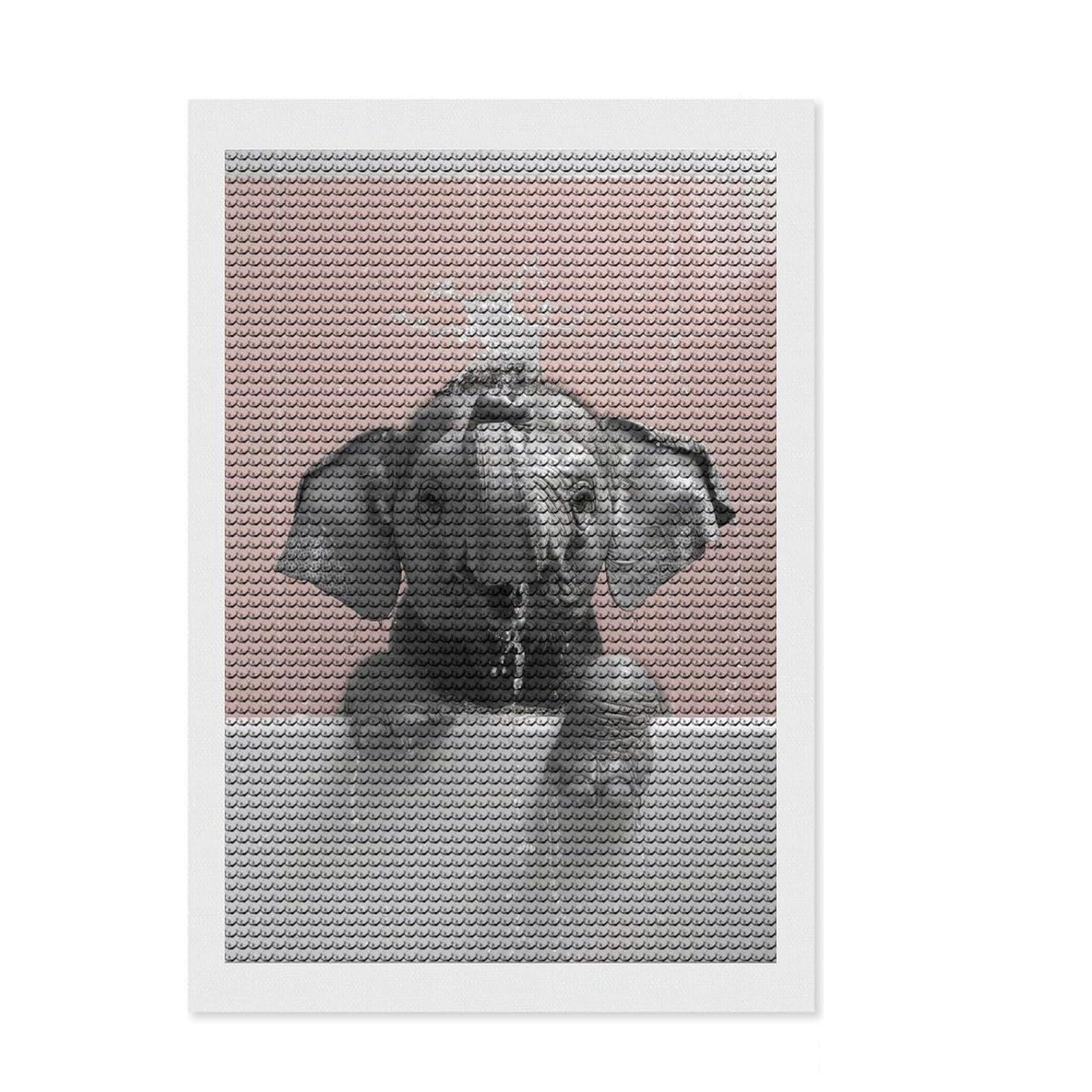 Junmoney Elephant in Bathroom Diamond Painting Set 8"x12", Sparkling Round Gems, Satisfying Creative Project, Fun Craft Experience, Office Decor