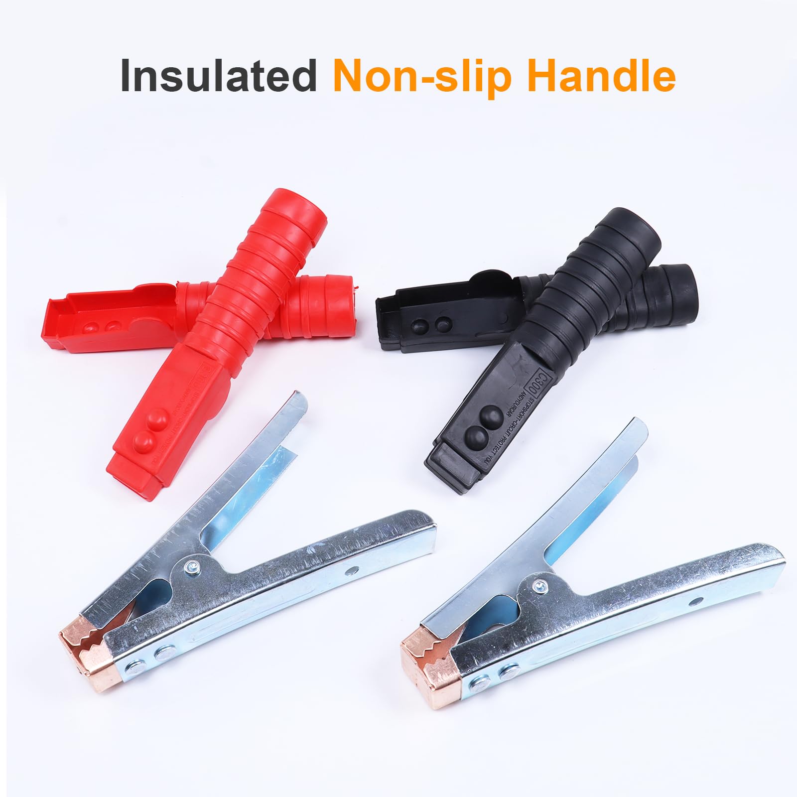 Morsetti per cavi jumper da 1500 A per batteria auto, clip per cavi jumper resistenti, estremità di ricambio per auto, camion, barche, connettore ponticello per batteria, 2 pezzi, rosso + nero