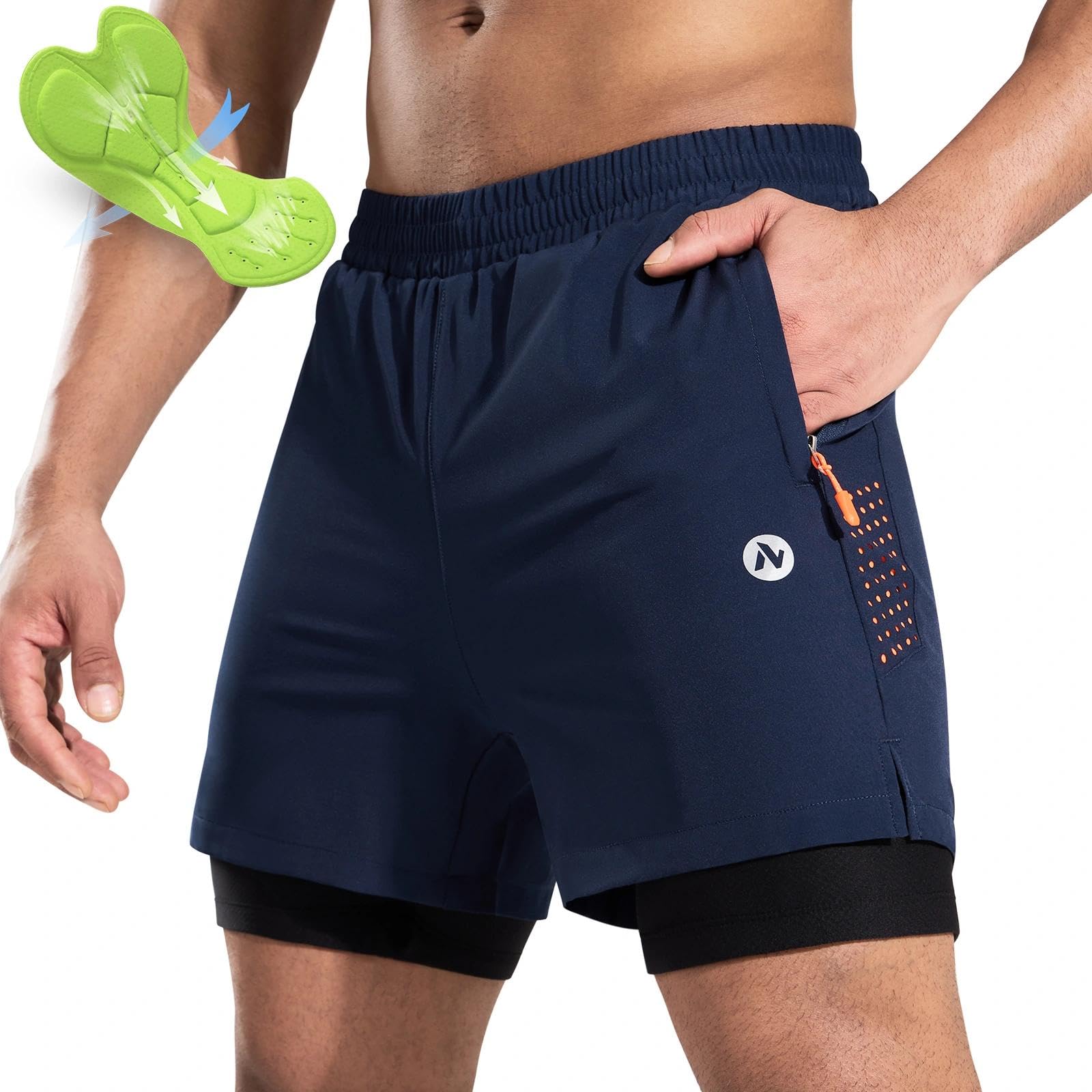 Nepest Men's Mountain Bike Shorts 4D Padded for Cycling UPF 50+ | MTB Shorts with Padding for Biking, Lightweight, Breathable, Zip Pocket, Moisture Wicking, Reflective, Bicycle, Cycle, Riding