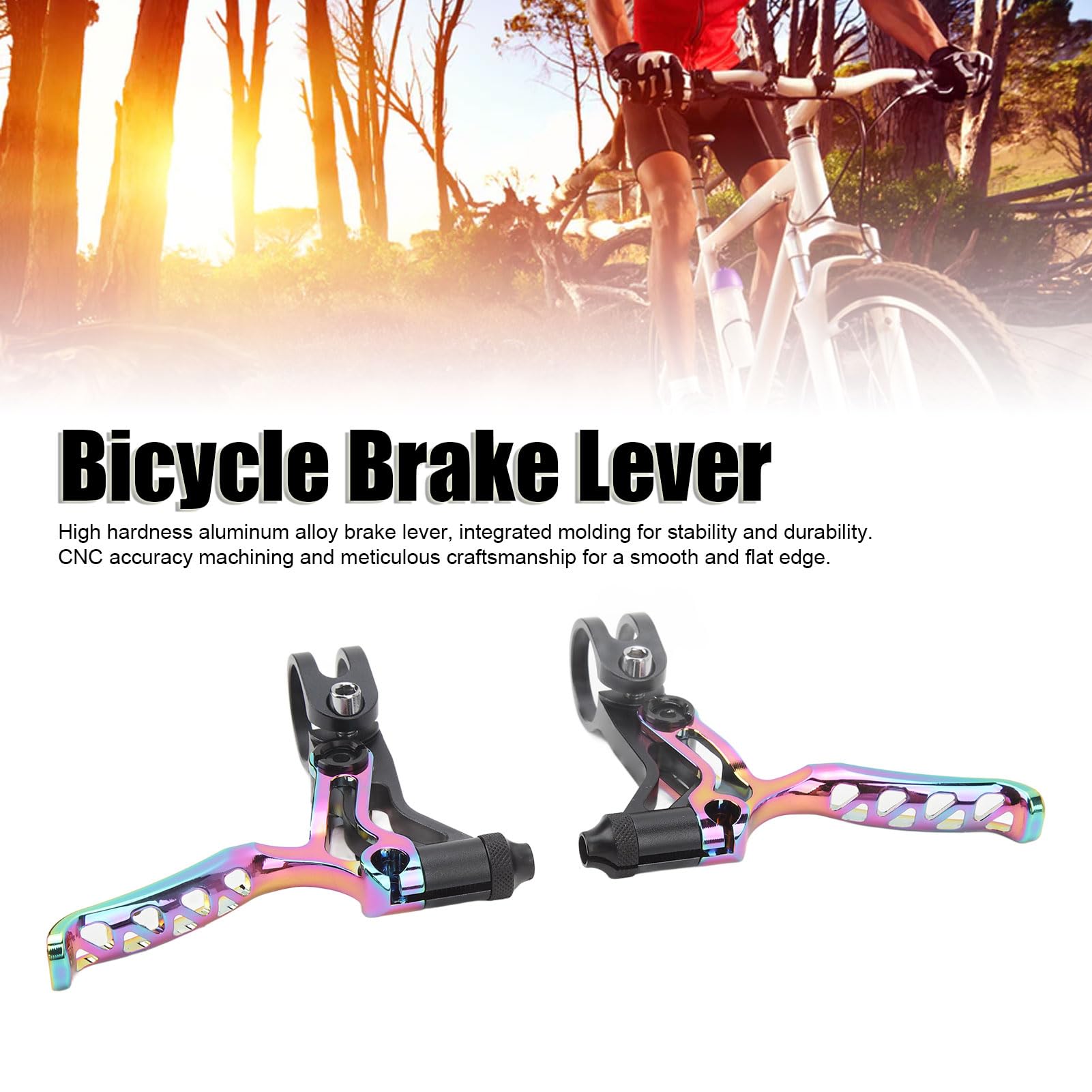 Leva del freno della bicicletta Lega di alluminio Maniglia del freno a V Leggera Resistente Risposta rapida per Mountain Bike Bici da strada Manubrio da 22,2 mm Confezione