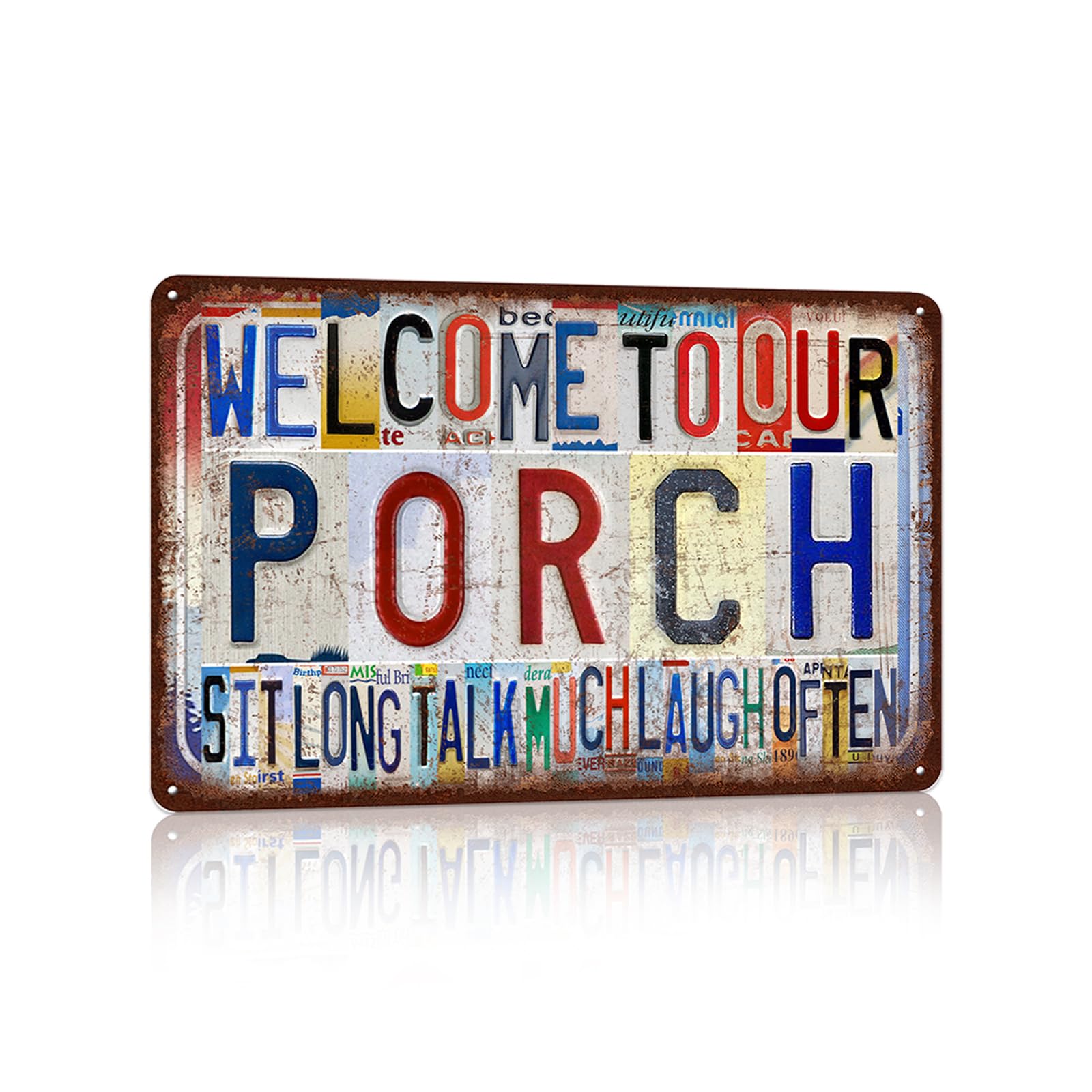 peiyeety Vintage Porch Wall Decor Metal Sign Tin Signs Poster - Welcome To Our Porch Sit Long Talk Much Laugh Often