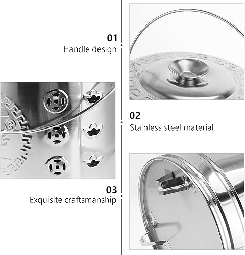 Miniatura 4 de 1 Unidades de acero inoxidable quemar barril metal incinerador puede con horno de jardín de pinzas para madera hojas de basura quemando plata
