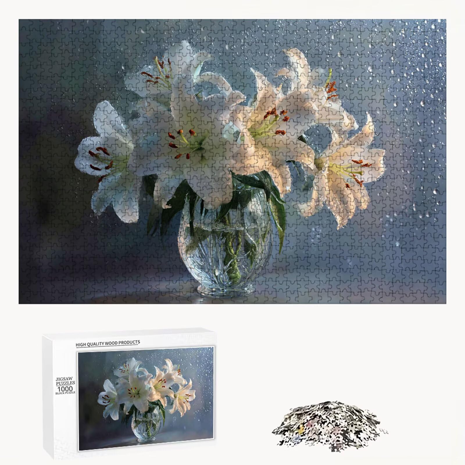 Puzzle 1200 Piezas Adultos Lirio & Paisaje, Rompecabezas con Letras Traseras y Póster, Pasatiempo Antiestrés, Decoración de Pared, Regalo Decorar Mujer Hombre 75 x 50 cm (14 Años +) P3#630