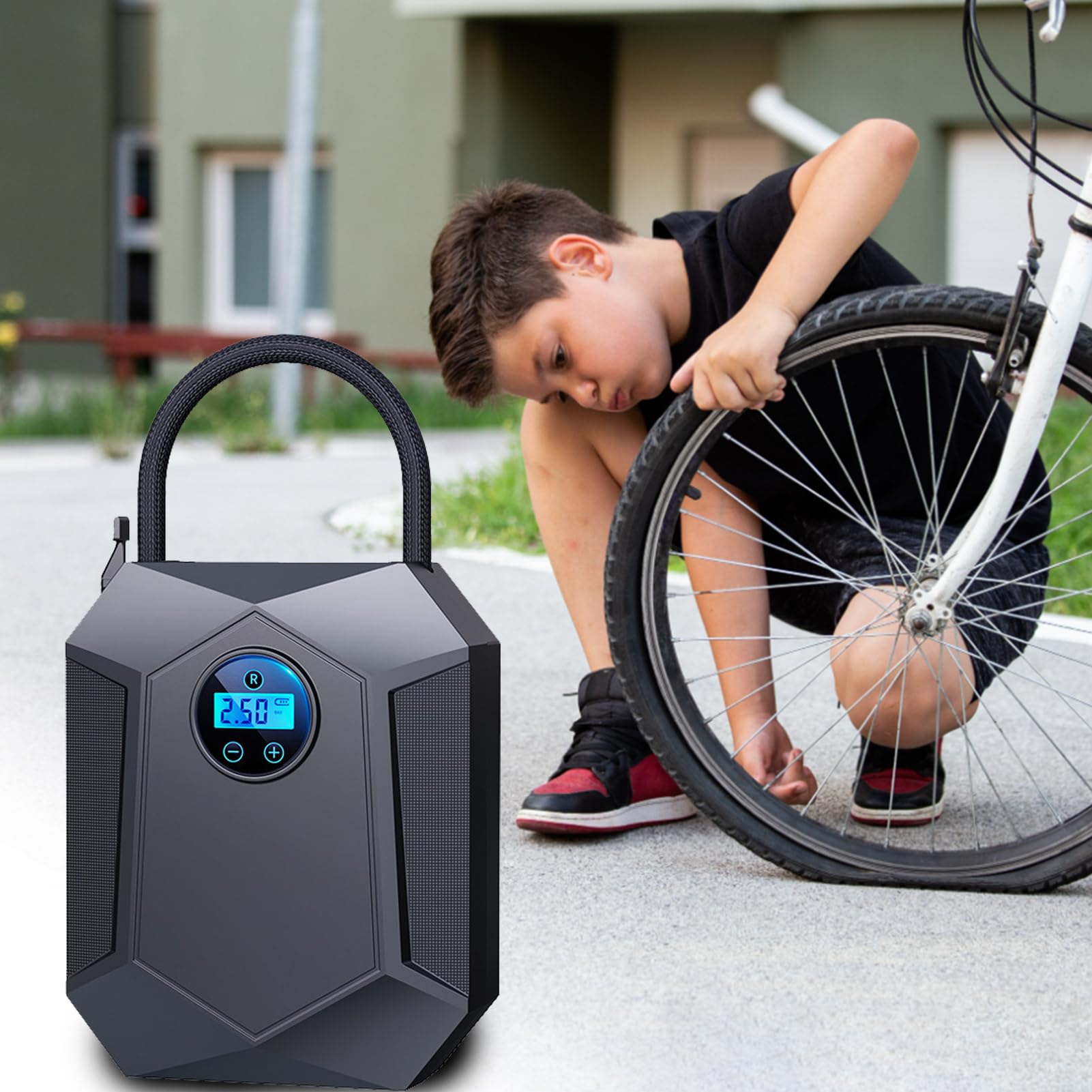 Compressore di Aria per Pneumatici Display Digitale con Spegnimento | Compressore Ad Aria Portatile Per Viaggi Ideale Per Trasferte Pendolari Gite In Famiglia Garage Basket