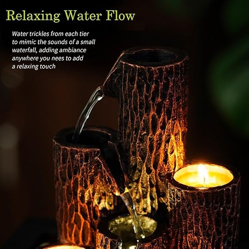 Miniatura 11 de Pequeña fuente de mesa de relajación para interiores, función de cascada de meditación zen con luz LED de color y rocas naturales, cascada