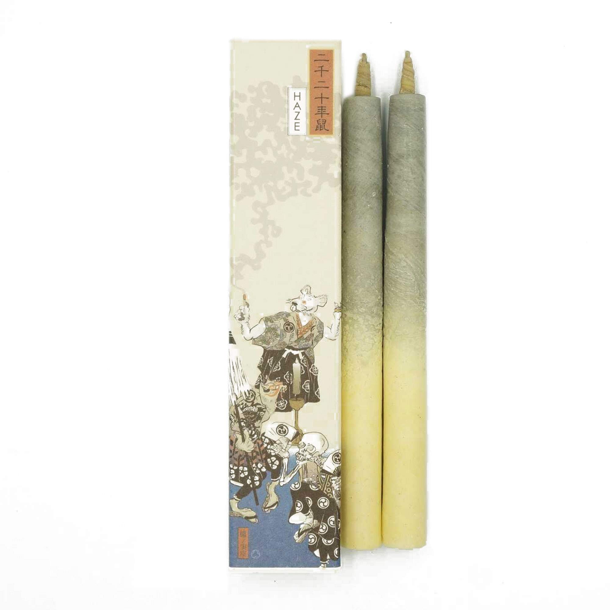 Organic Vegetable Haze Candles, Dripless, Smokeless, Handmade in Japan, Gradation - Green & Blue