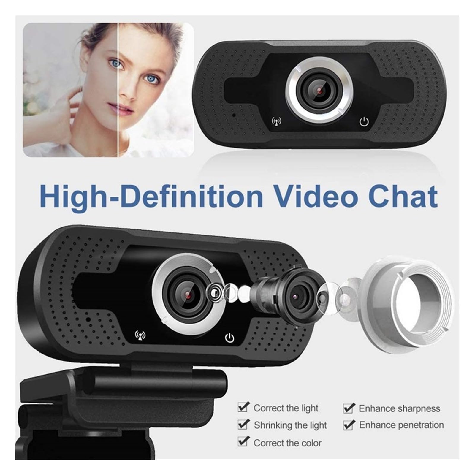 Webcam 1080P Full HD Web Camera con microfono Web Cam 1080p for PC Computer portatile Desktop USB Camara Web(W8 without cover)