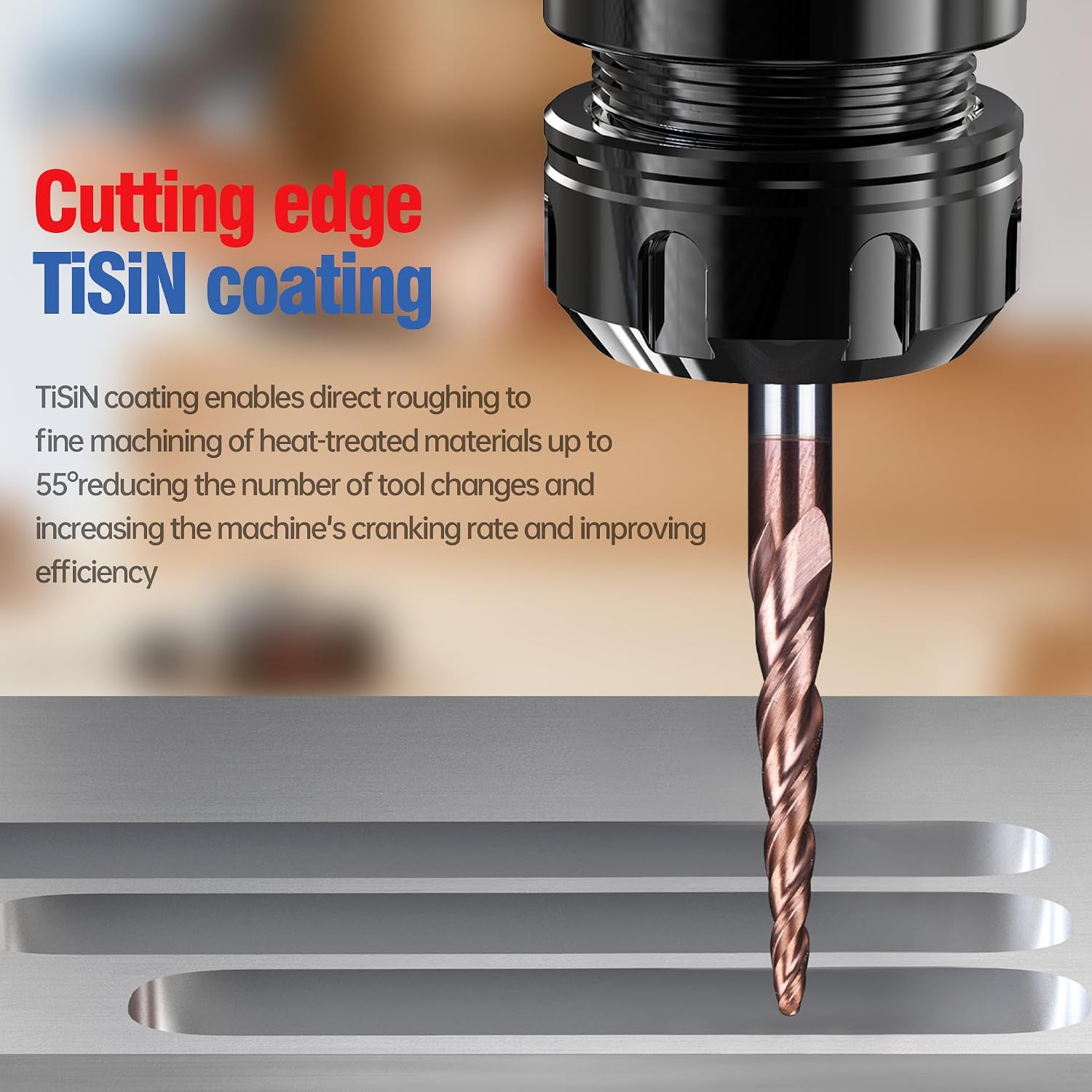 HUHAO Spiral Tapered Ball Nose Spiral Router Bit for CNC, 3.5Deg 1/16" Tip Dia, 2 Flute and 4/5 inch Cutting Length 1/6 inch Shank Carbide End Mill for Wood 2D/3D Carving