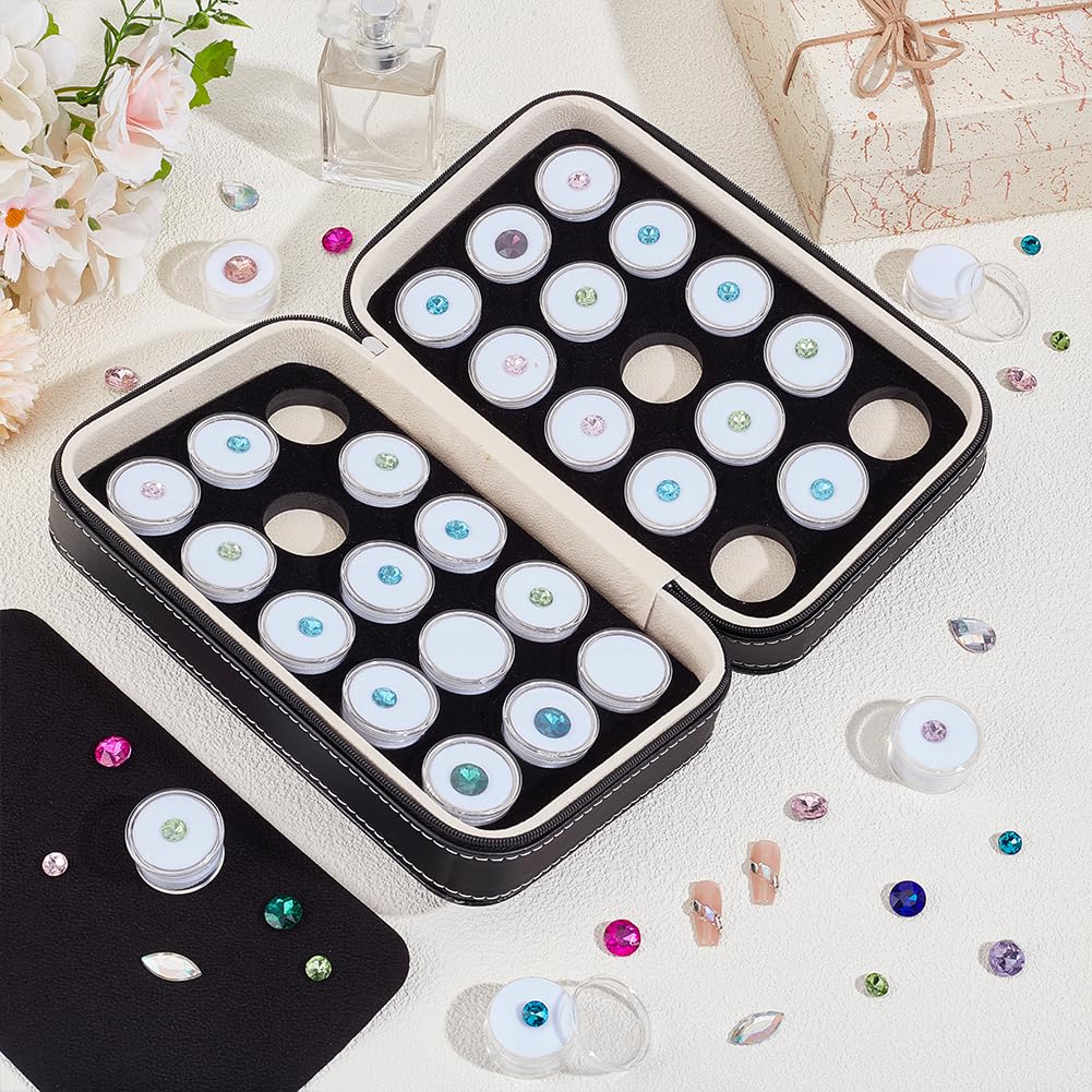 BENECREAT 30 pots à Pierres 22x13x6.5cm Présentoir à Bijoux en Cuir Précieuses Coffret de Diamants en Vrac avec Insert en Mousse Blanche Boîtes à Diamants pour le Stockage D'Objets de Collection