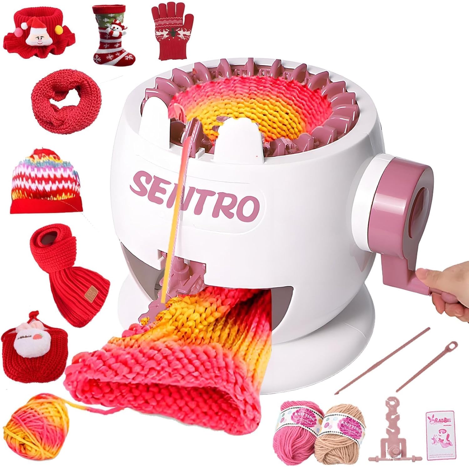 PKHOUHYI Sentro 22 Knitting Machine, Sentro 22 Needles Knitting Machine Automatic Circular Weaving Spinning Knitting Loom Machine Kit for Adults and Beginners for Scarf/Hats/Sweater/Kintting Toys