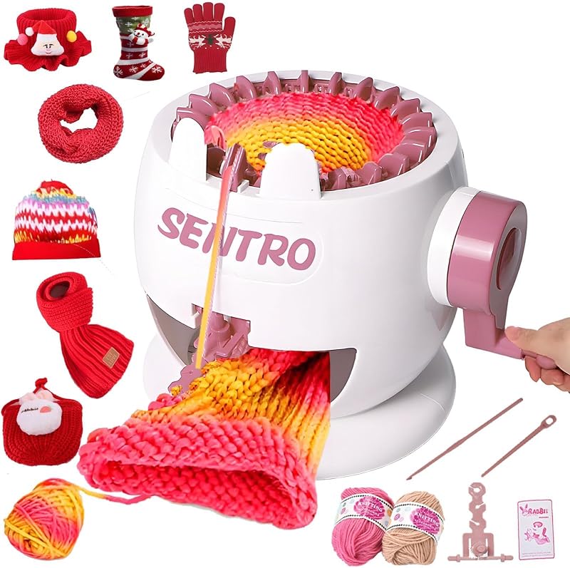 PKHOUHYI Sentro 22 Máquina de Tejer, Sentro 22 Agujas Máquina de Tejer Automática Circular Tejer Hilado Telar Kit para Adultos y Principiantes para Bufanda/Sombreros/Suéter/Juguetes de Tejer