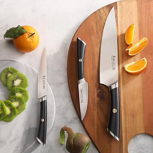 Miniatura 4 de Cangshan ELBERT Series - Juego de cuchillos de arranque forjados de acero alemán (negro, 3 piezas)