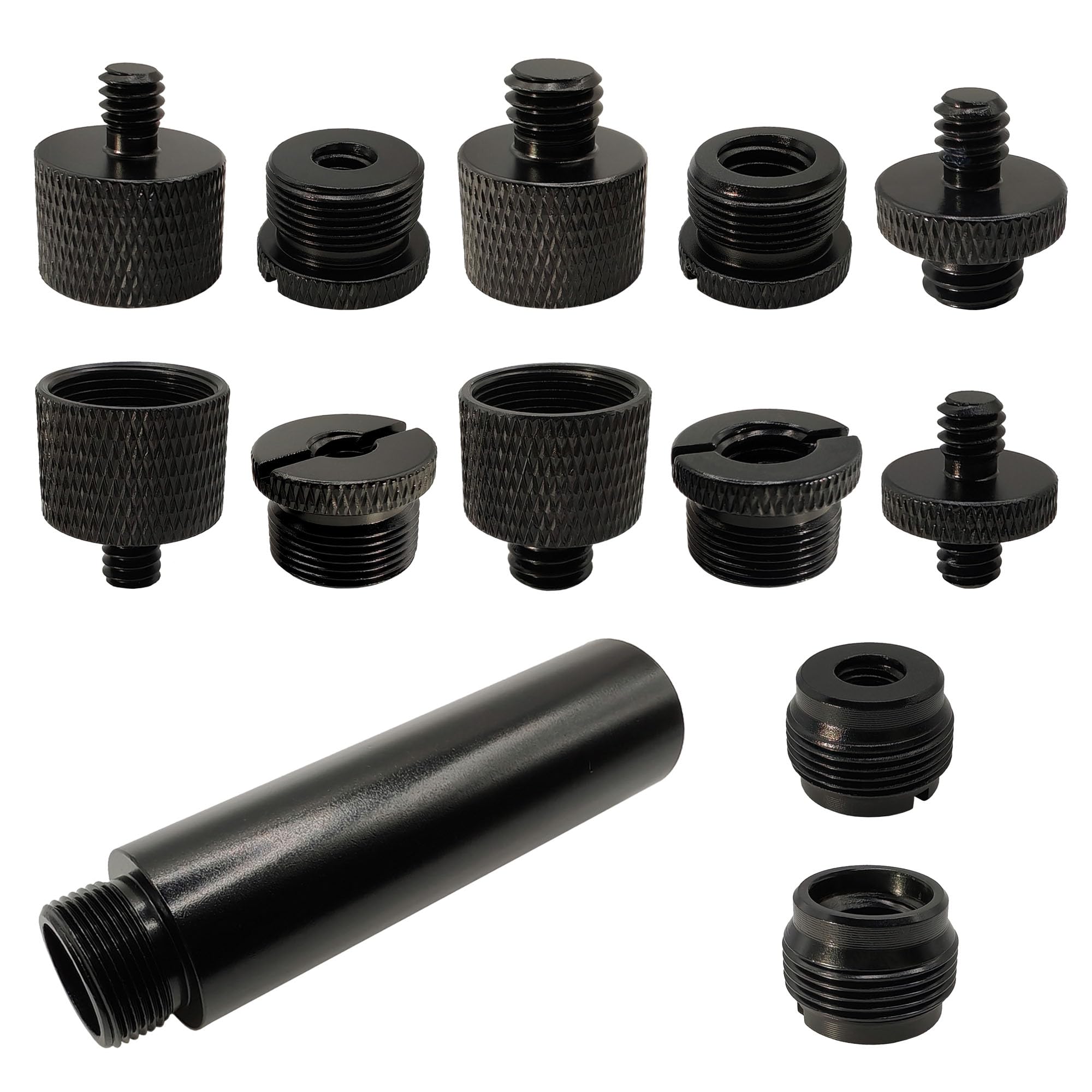 Mic Stand Adapter Kit with Extension Tube,3/8" to 5/8",1/4" to 5/8" Threaded Screw for Camera Tripod Mic Arm 13 Pack