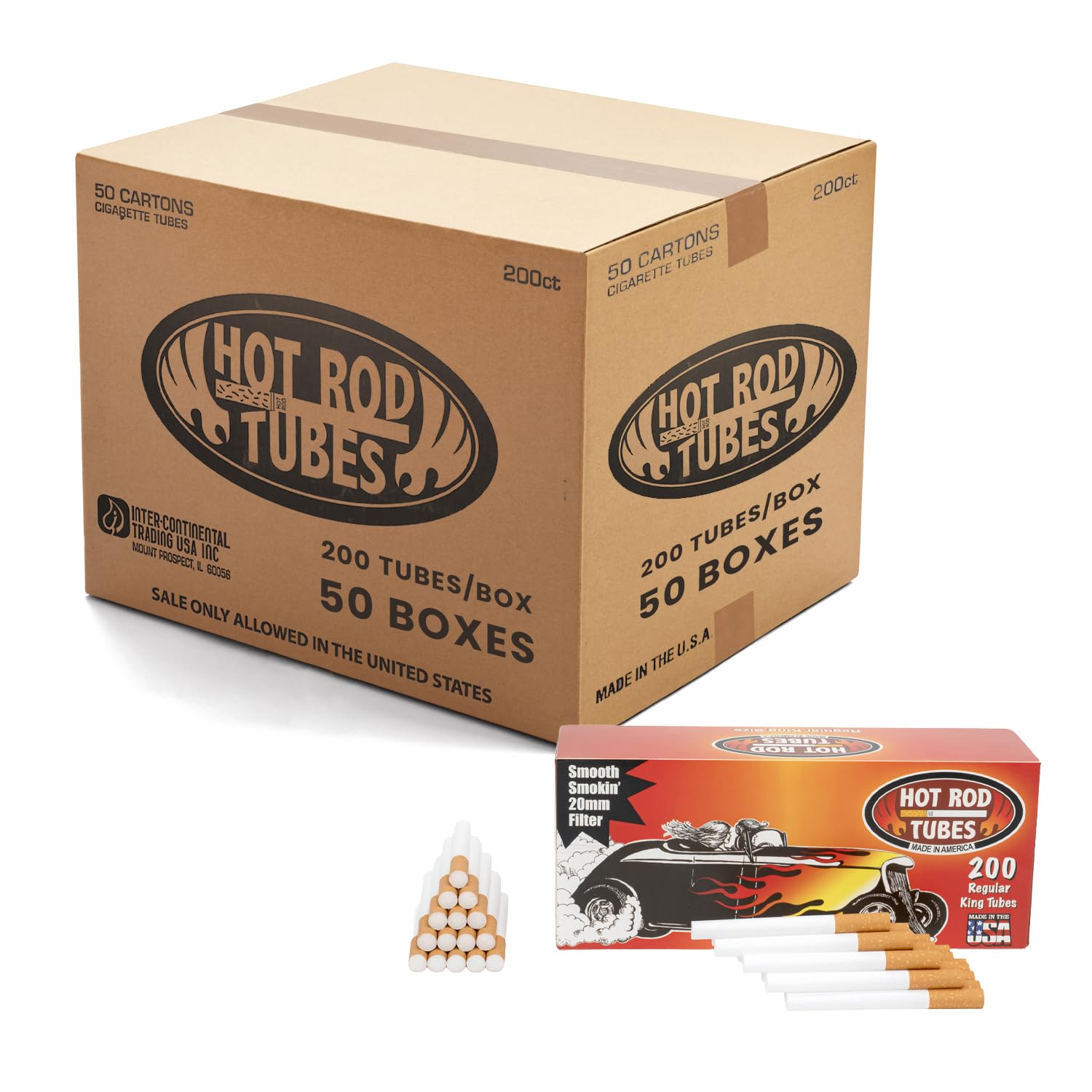 hot rod cigarette tubes for sale HotRod Regular King Size – 10000 Count 200 Tubes x 50 Boxes – Tubes with 20mm Double Filter – Smooth Draw, No Aftertaste – USA Made – Fits Most Injector Machines : Health & Household Buy Hot Rod tubes 200