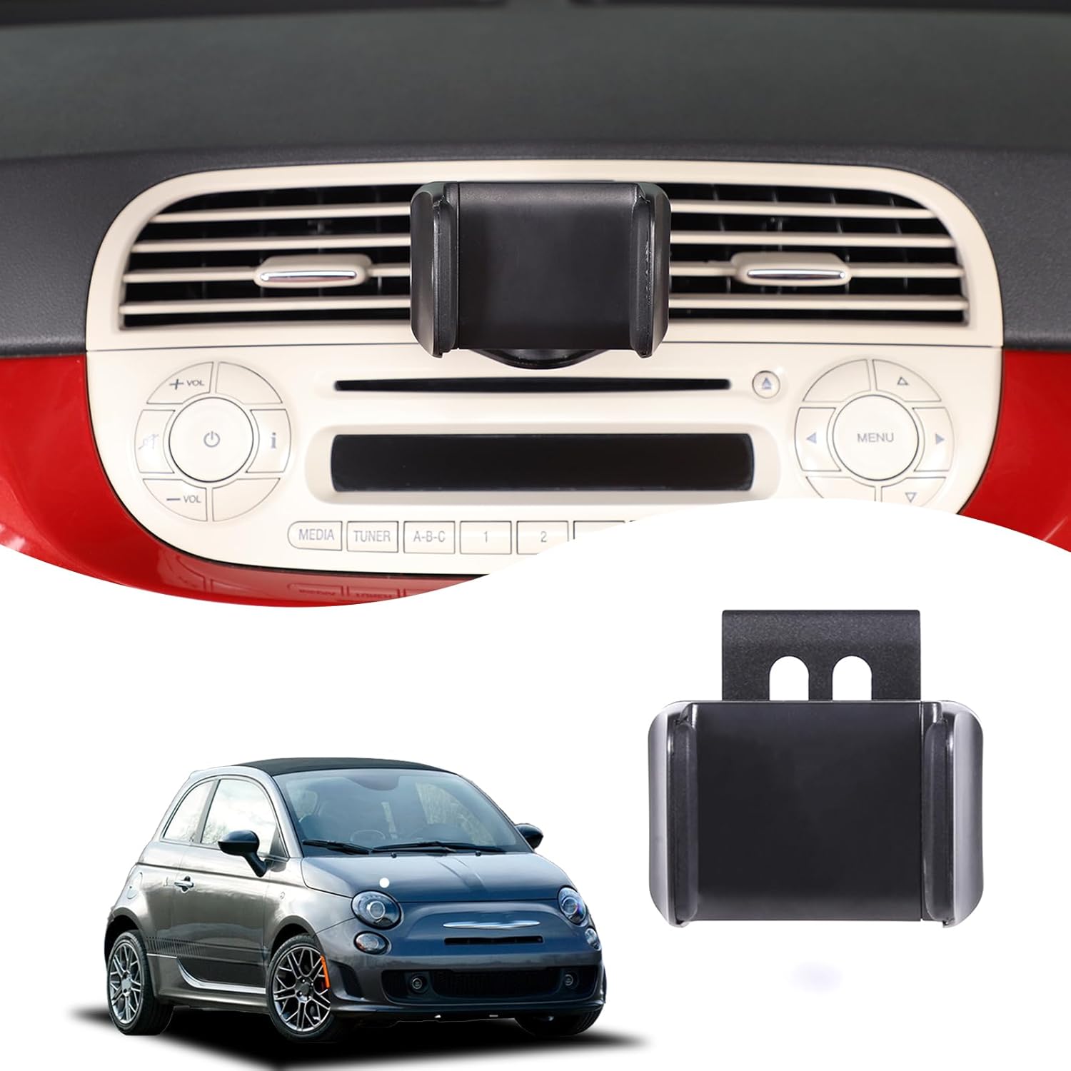 HAPPYHORSE Car Phone Mount Compatible with Fiat 500/500 Abarth 2010-2015 Central Control Air Vent Phone Holder Phone Mount Accessories (Style C)