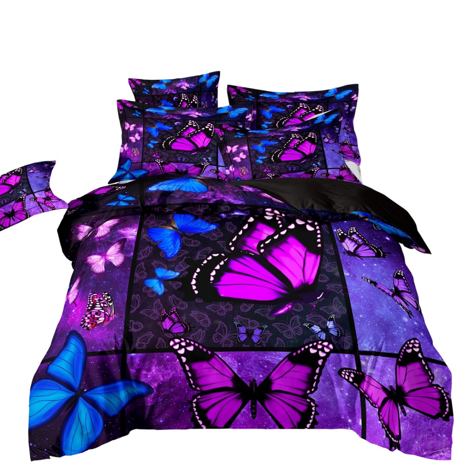 Double Duvet Set Purple Geometry Bedding Double Bed Set
