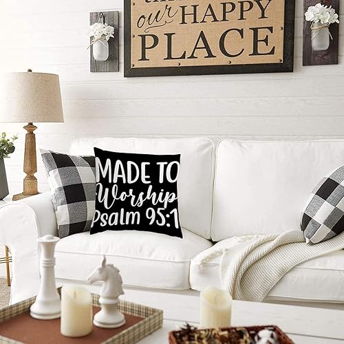 Miniatura 10 de Cojines Decorativos para Sala Bible Verses Pray More Worry Less Pillow Cases Encouraging Bible Verses Modern Sofa Throw Pillow Cover Zippered Couch