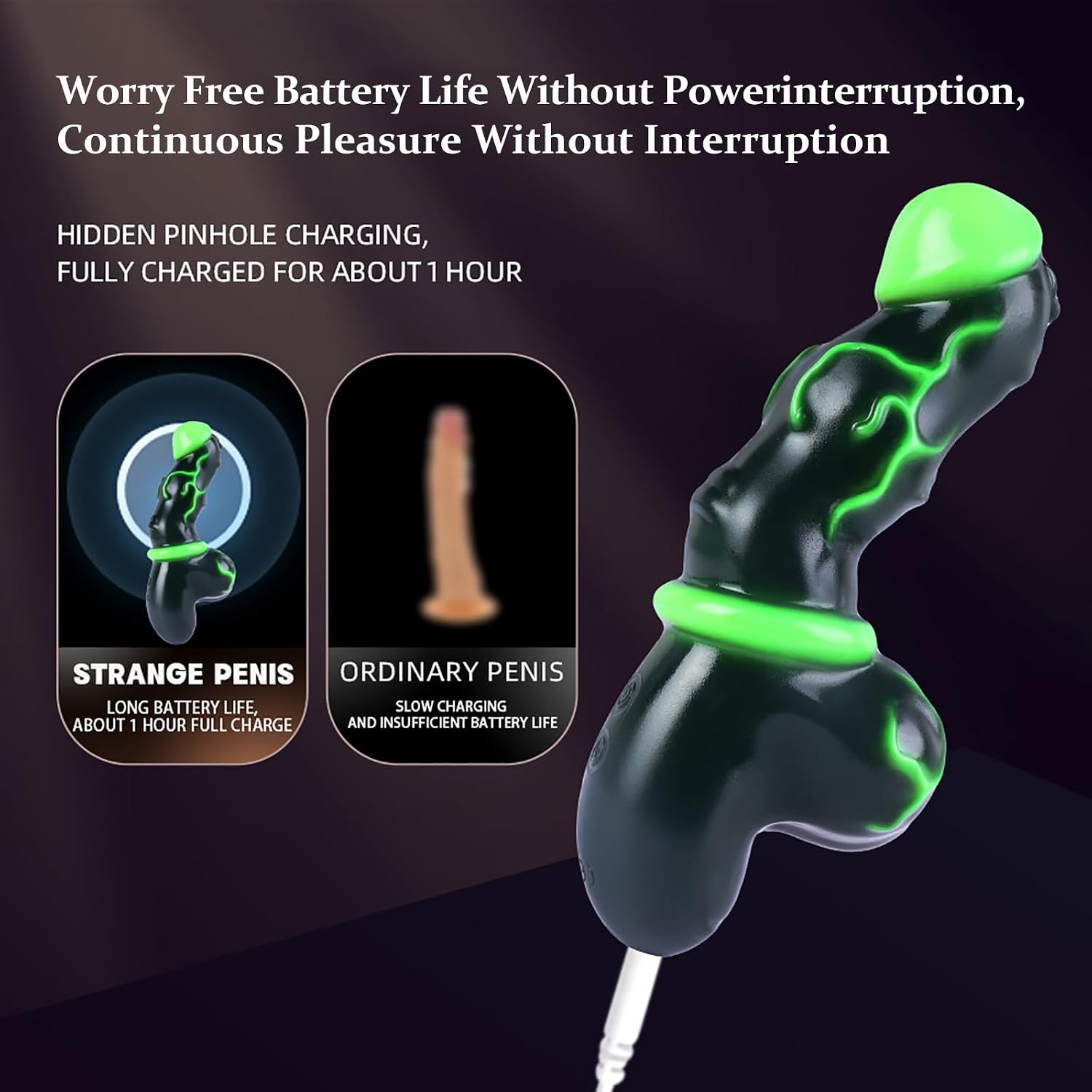 7.8'' Vibrator Dildo with 10 Powerful Modes Adult Sex Toys, Anal Plug G-spot, Big Thick Silicone Monster Penis Massager with Heating for Women Men (Green Black)