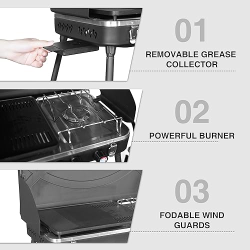 Miniatura 4 de Thunderbay Estufa de camping de 2 quemadores de propano portátil para campamento al aire libre, patio trasero, picnic, estufa de parrilla