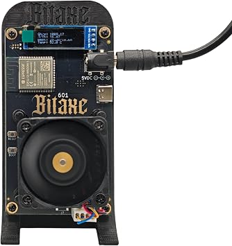 Black Stand BitAxe 601 Gamma BM1370 Asic Chip Upto 1.2Th/S Open-Source Design Bitcoin Solo Miner Lottery Miner with Power Supply Quiet Miner