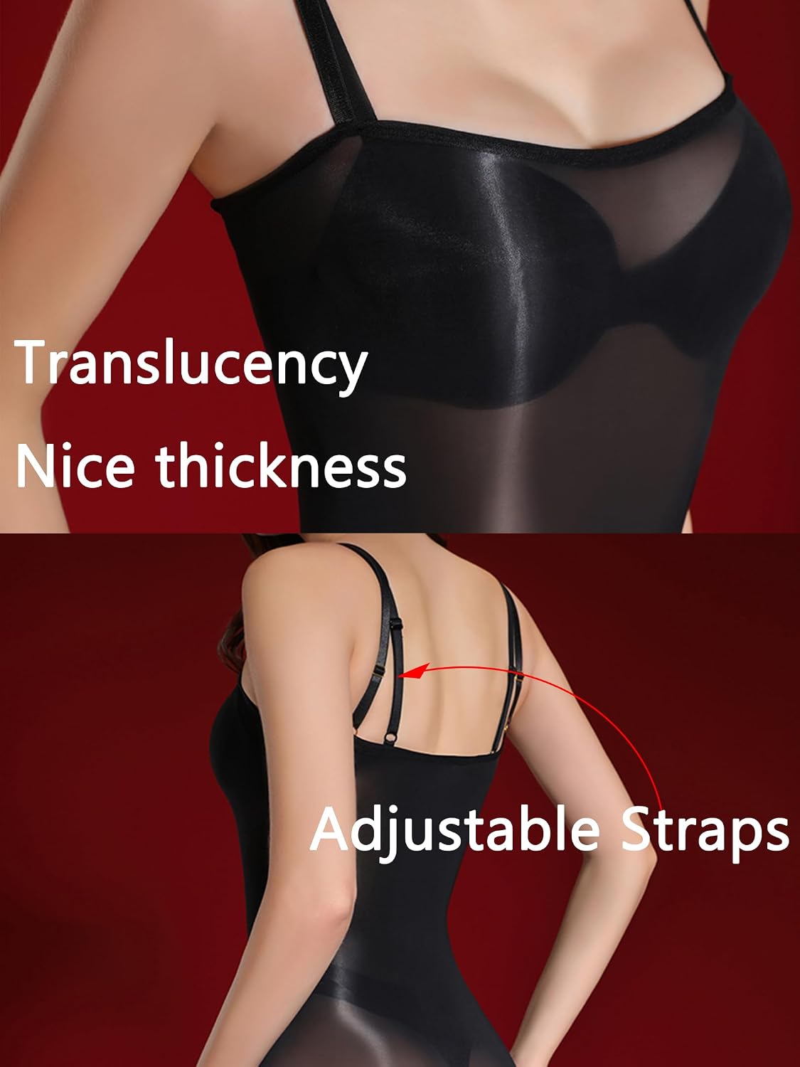 HTRUIYA Women’s Shiny Full Body Stocking Glossy Strapless Sheer Bodystocking Lingerie for Women Bodysuit