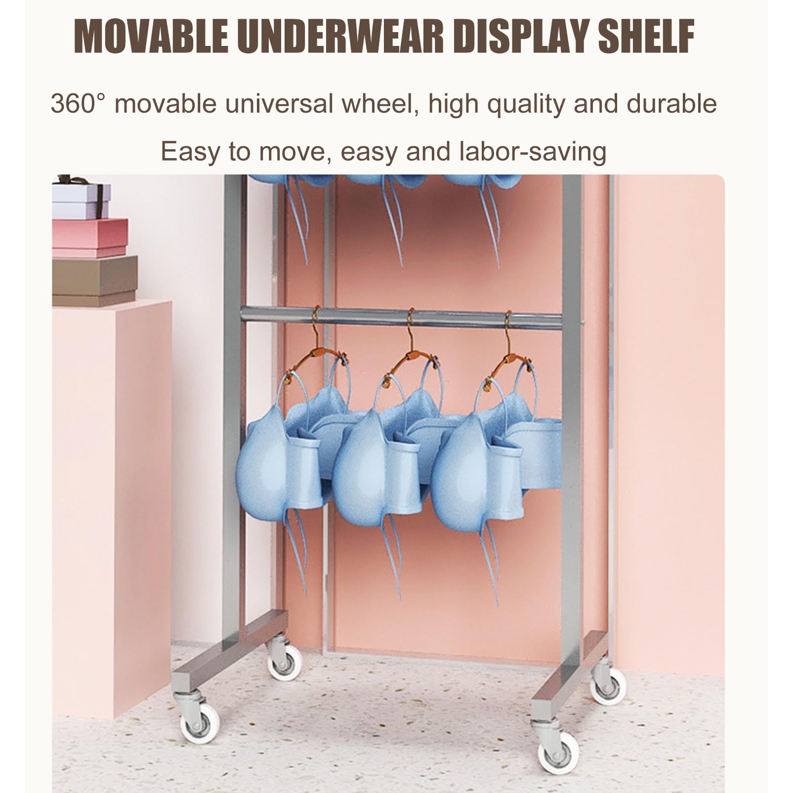 LYGXWJFC Apilador de Almacenamiento para Perchas – Estante Organizador para Perchas de Ropa móvil con Ruedas para Bufandas, Toallas, Sujetadores y Pantalones – Ideal para Tienda de Ropa o lavandería