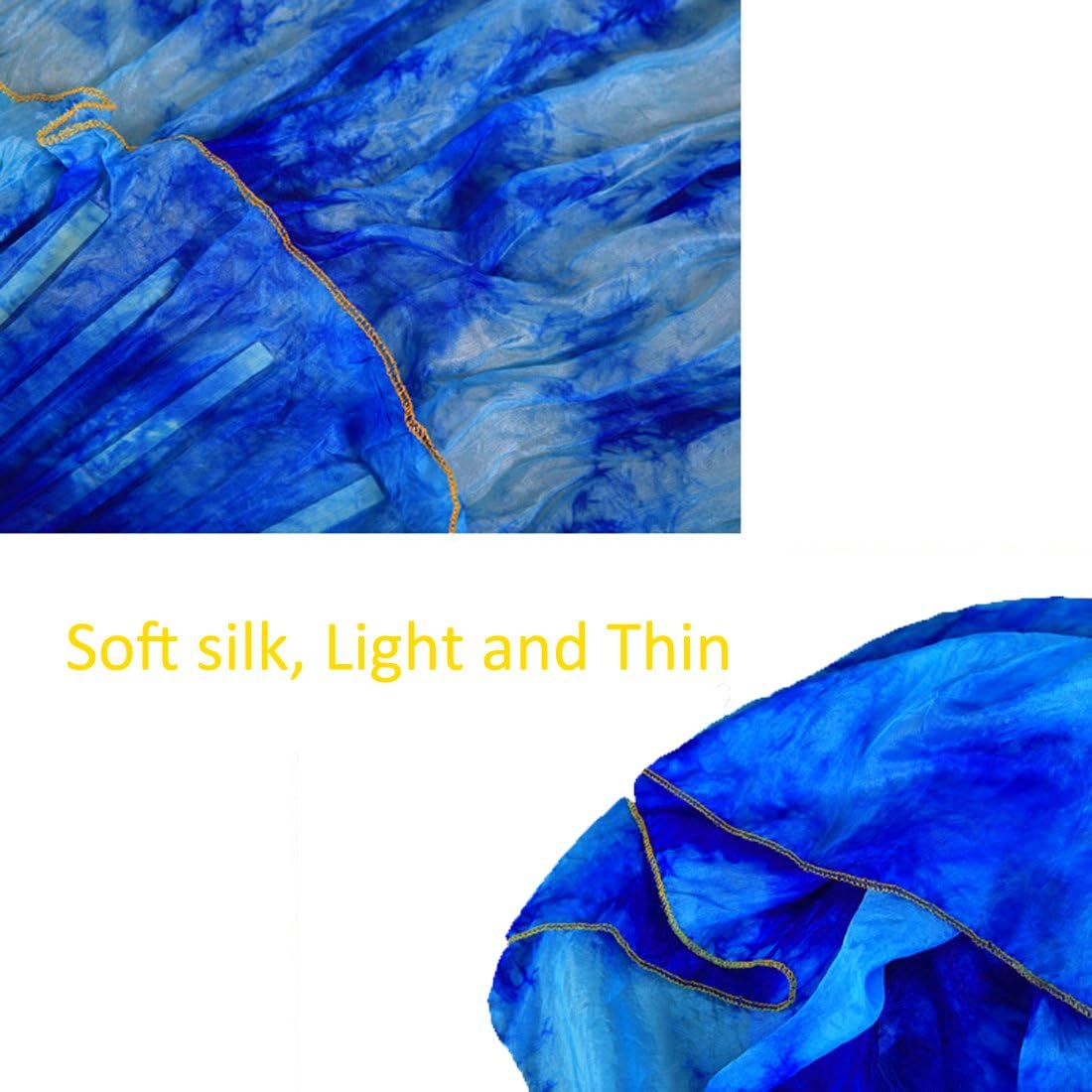 Calcifer 180 cm/70.8 inches Belly Dance Dancing Silk Bamboo Fan Art Colorful#02 (Rainbow 1) : Sports & Outdoors