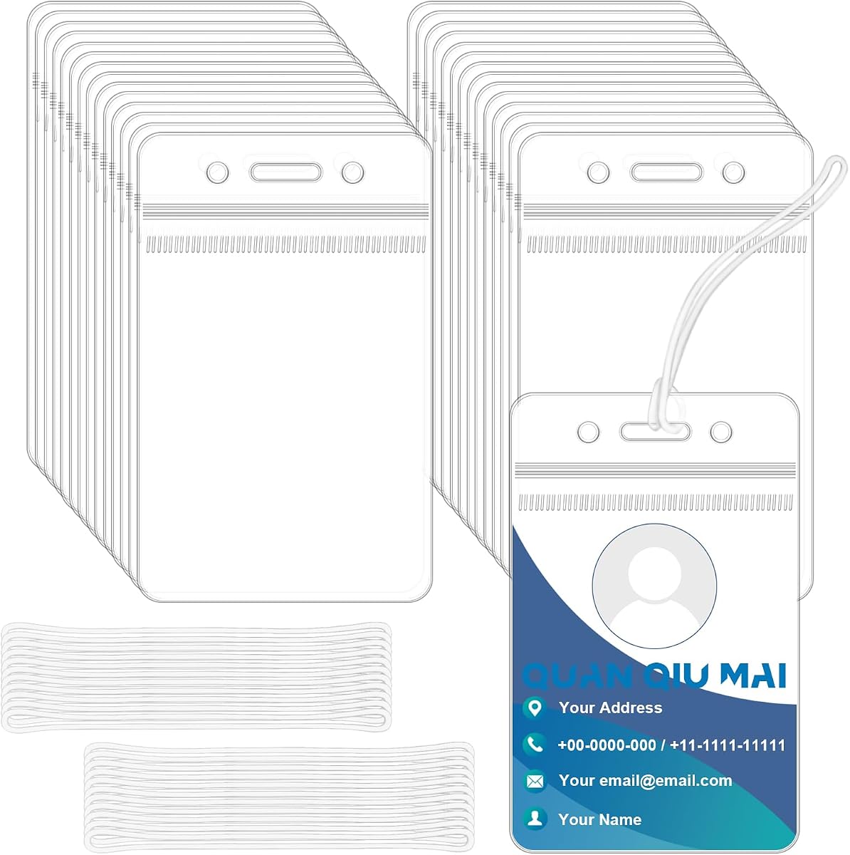 100 Packs Clear Plastic Luggage Tag Holders | Reusable Waterproof ID Card Badge Holder ,Pack Luggage Loops Straps for Travel, Cruise, Suitcase, Backpack