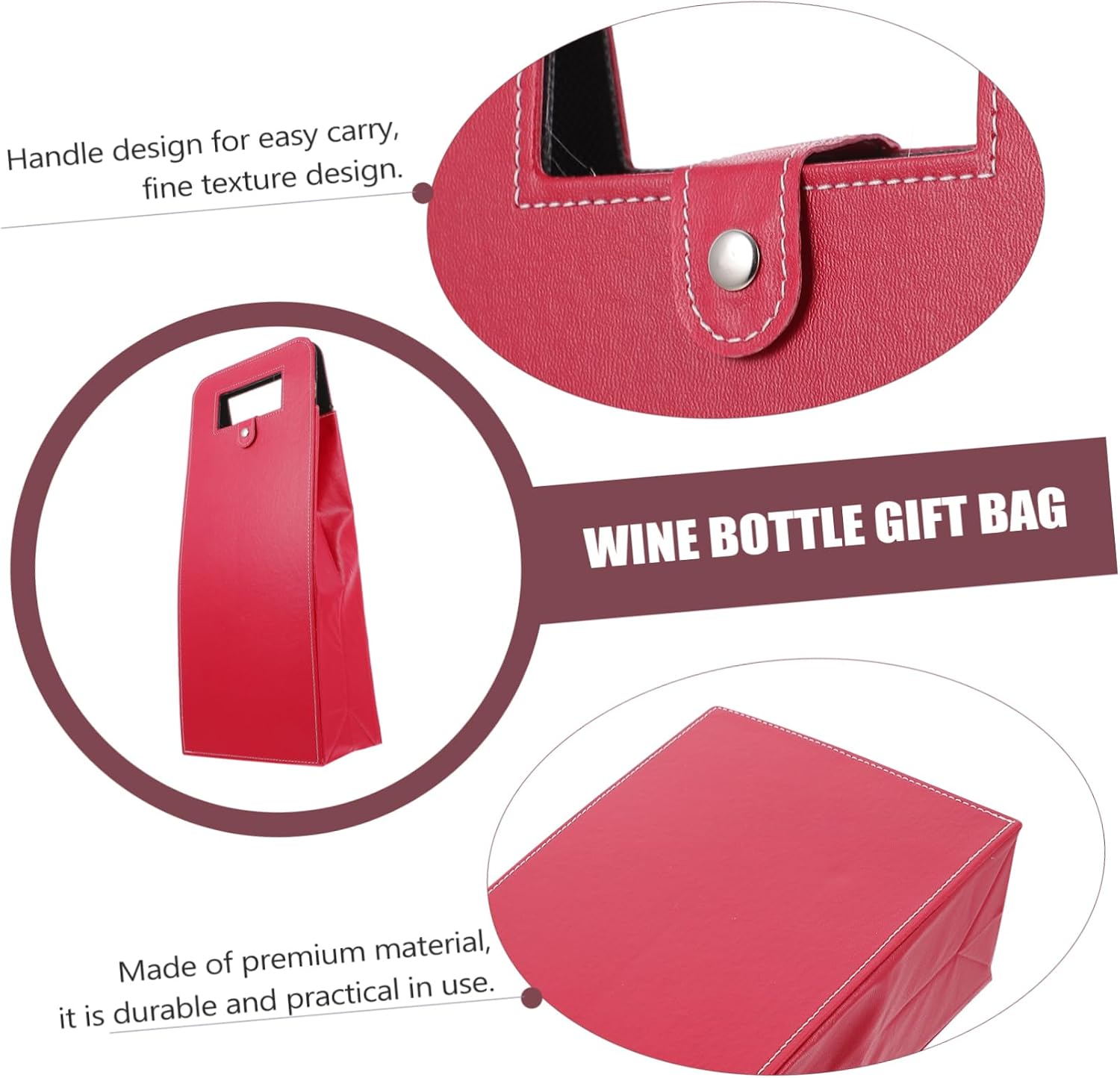 Housoutil Leather Red Wine Tote Bag for 2 Bottles Insulated Wine Carrier Handle for and Picnics