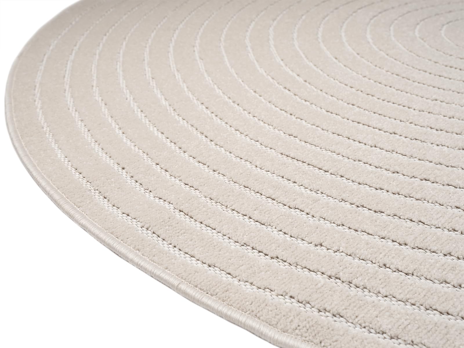 the carpet Santo Plus – Tapis d'extérieur de Haute qualité, adapté au Salon, à la Chambre et à la terrasse, résistant aux intempéries, Durable et Facile d'entretien, Crème, 160 cm Rond