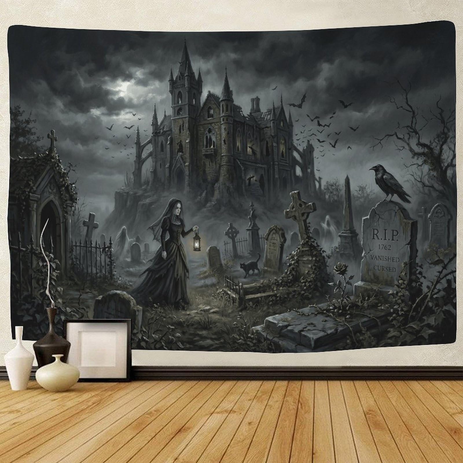 GPMNBCXZK Gothic Horror Castle Wall Tapestry 3D Print Wall Hanging Decor Tapestries Poster Home Decoration Bedroom Dorm 130cmx150cm