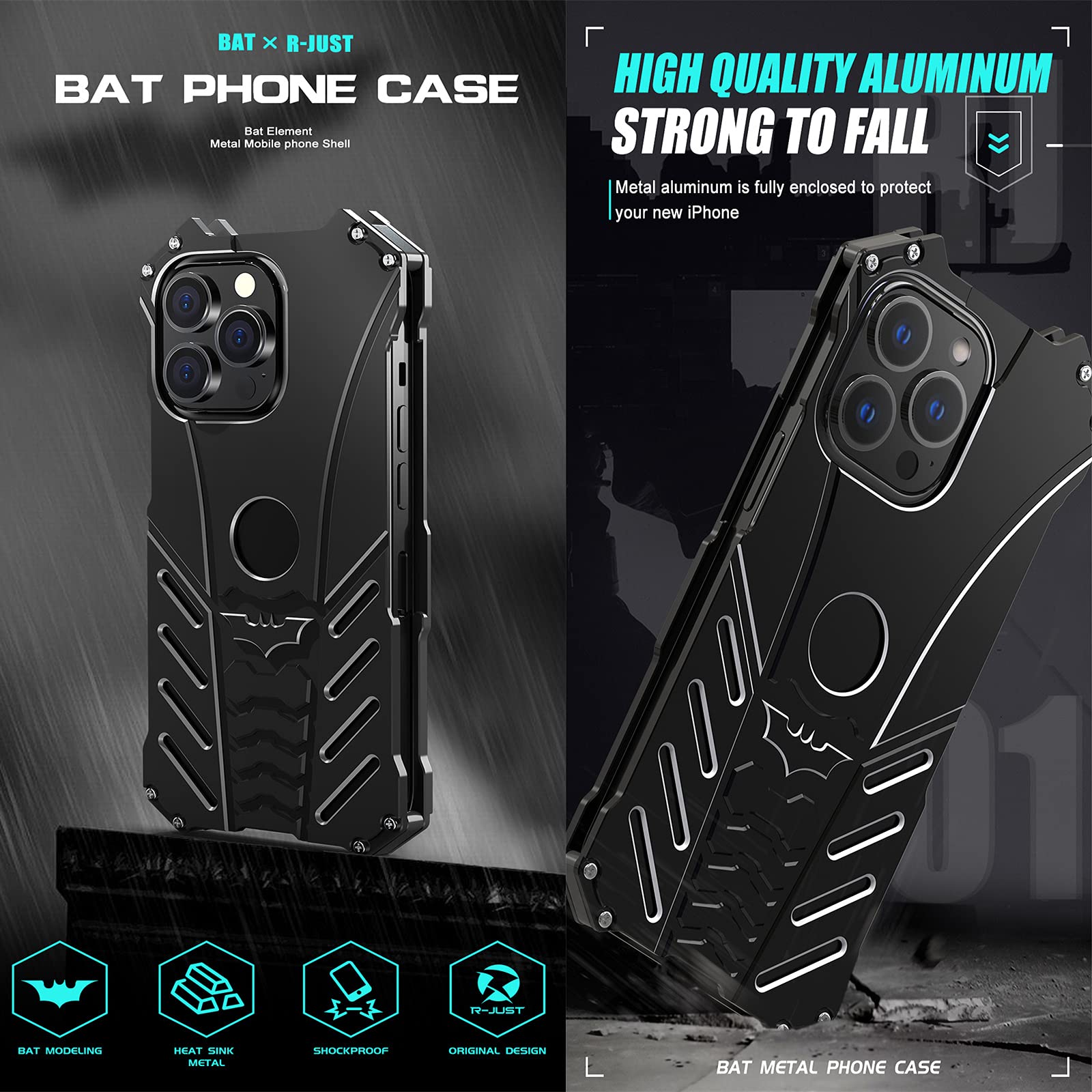Funda para iPhone 13/13 Pro/13 Pro Max/13 Mini, Military Grade Drop ProtectionCarcasa Rugged Antigolpes Armor Case Choque Absorción Protección Carcasa con Función de Soporte
