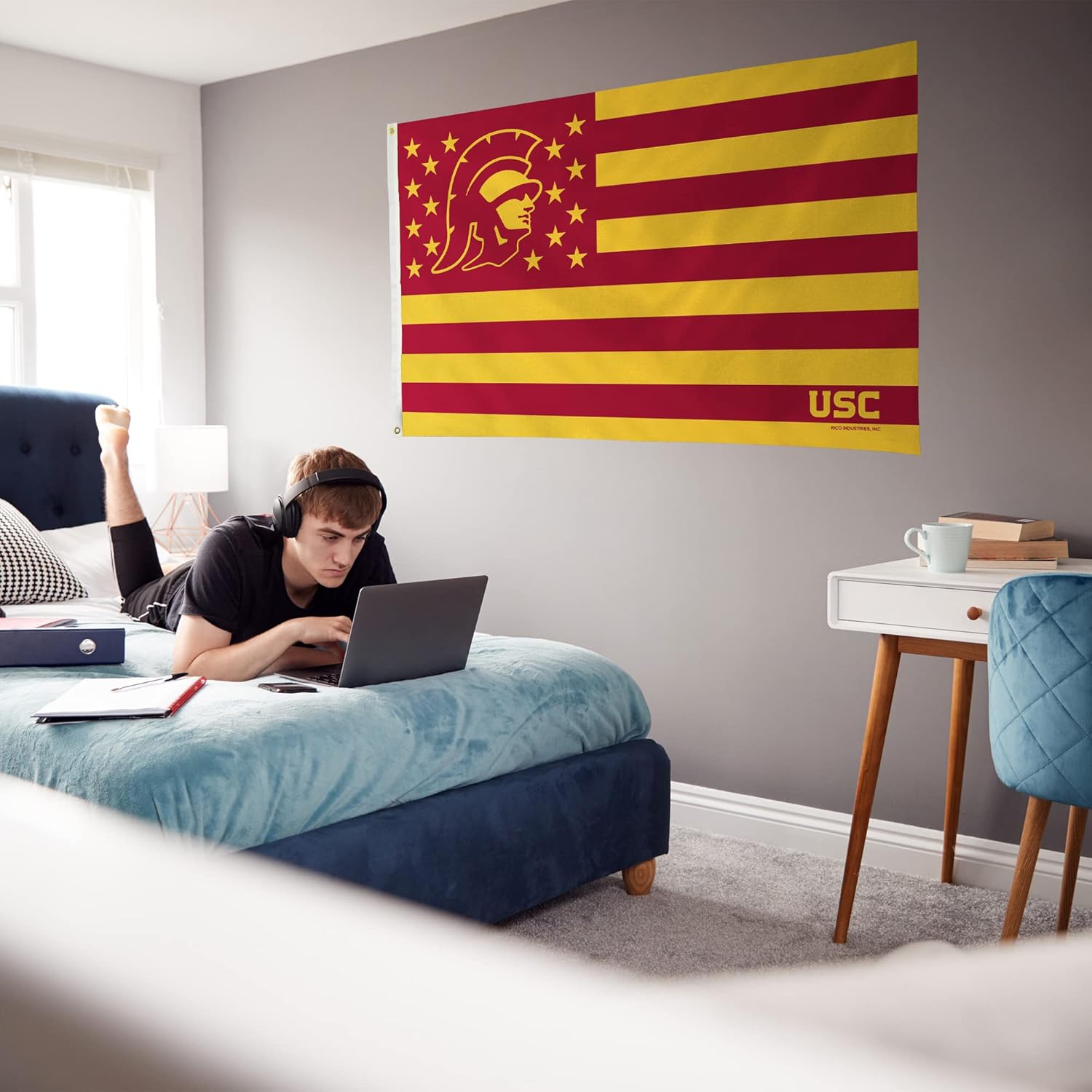 Rico Industries NCAA Southern California Trojans - USC USC Stars & Stripes 3' x 5' Banner Flag Single Sided - Indoor or Outdoor - Home Décor