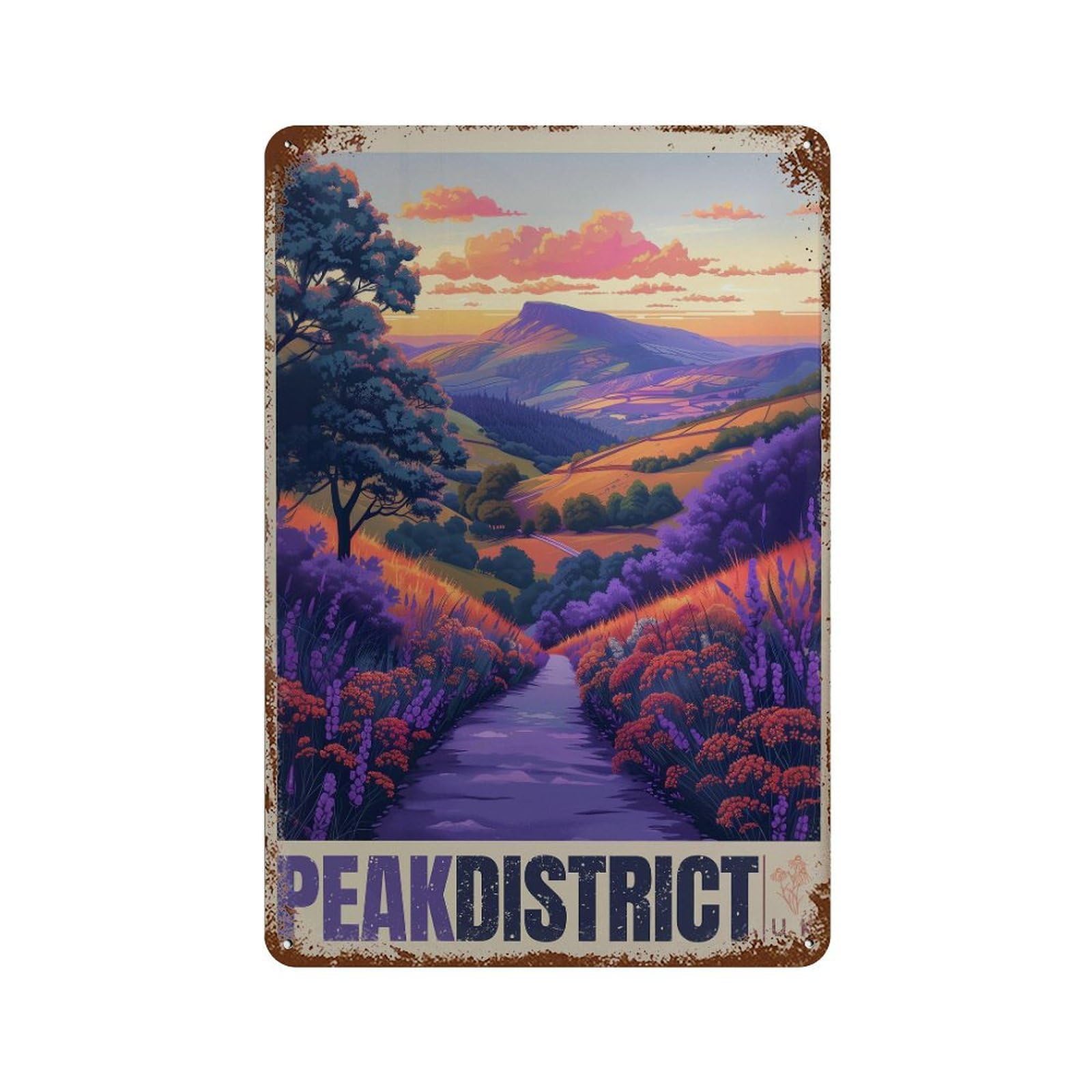 xiaoxiaoshen Purple Peak District Wall Decor Art Metal Tin Poster Modern Home Decor Art Home Bar Shop Decorations Vintage Sign 30x20cm