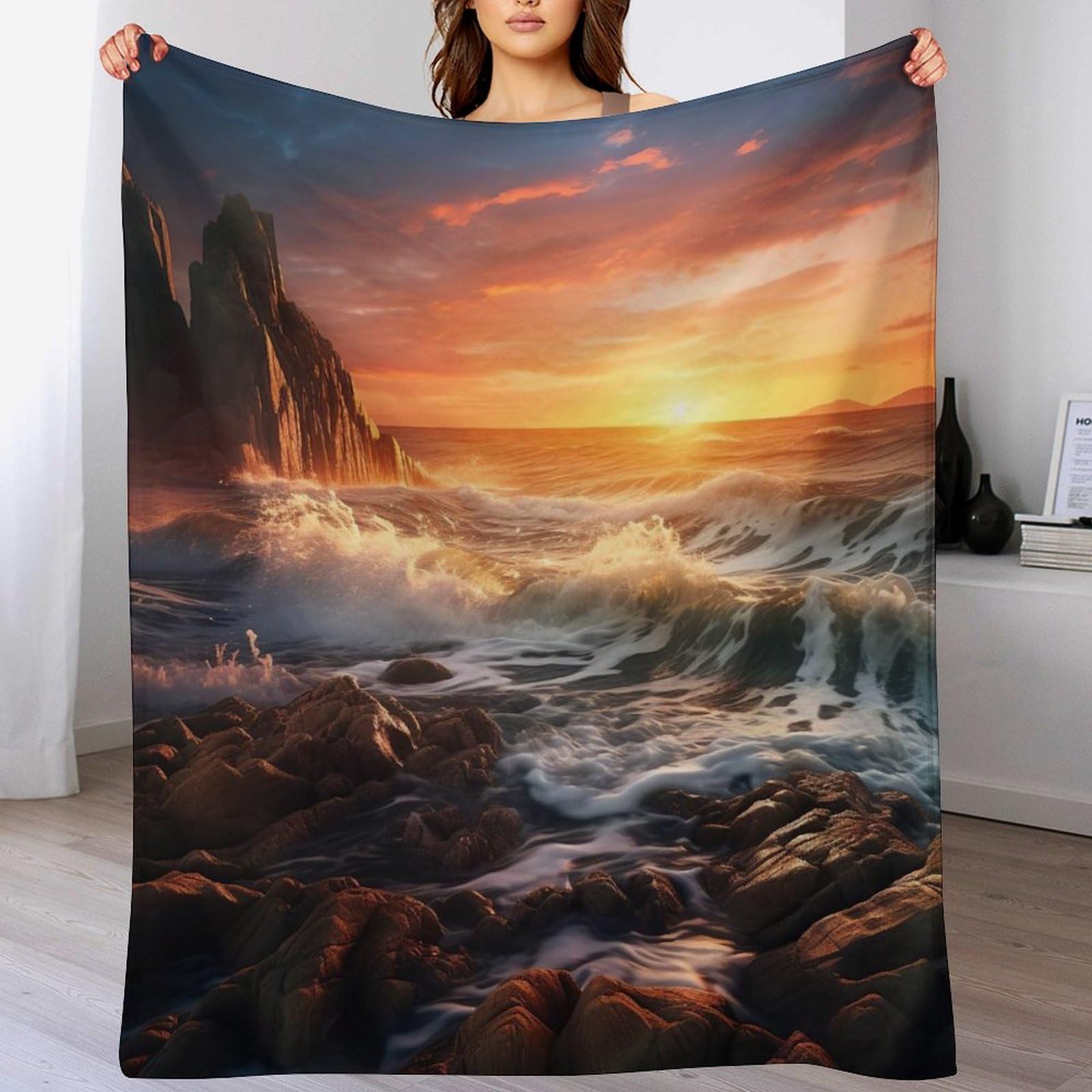 Couverture motif soleil flannel couvre-lit jeté de canapé et linge de lit polaire 140x180