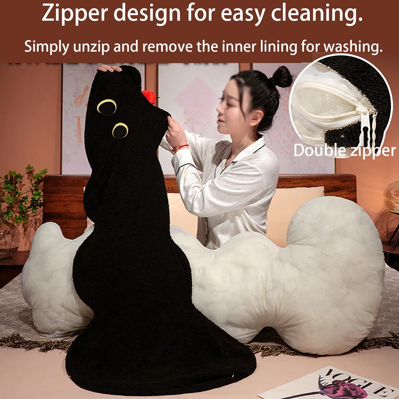 Cuscino per il corpo morbido e imbottito, cuscino lungo in velluto extra morbido per chi dorme sul fianco, cuscino per la gravidanza e per adulti, ideale per sostenere le ginocchia,Black-120cm