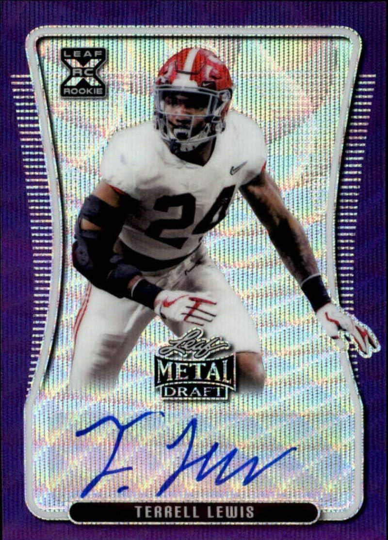 2020 Leaf Metal Draft Autograph Wave Purple Football S15#BA-TL1 Terrell Lewis Auto Alabama Crimson Tide Official Player Licensed Rookie Card