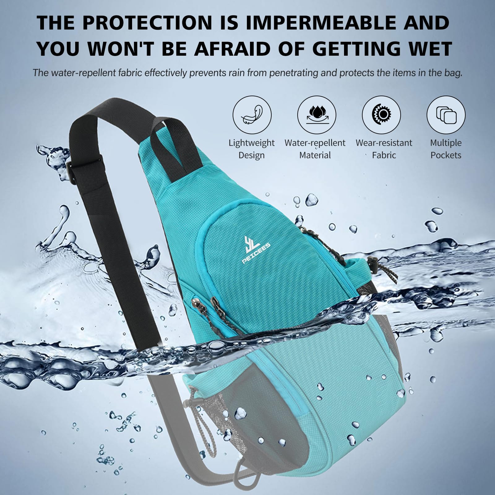 Bolsa pequeña con 2 soportes para botellas, mochila cruzada para uso diario, botella no incluida, Negro -, Pequeño, Bolso bandolera 6