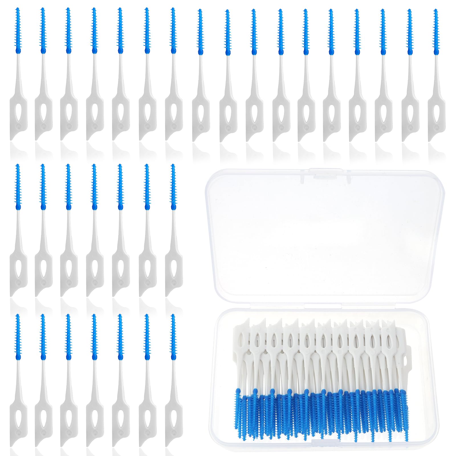 Ouligay100Pcs Silicone Interdental Brush Tooth Floss Picks Dental Picks Dual-Use Interdental Sticks Dental Brushes Teeth Brush Picks for Braces Cleaning