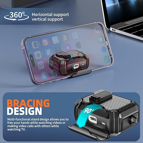 Vista 3 de Inesore Compatible con funda de AirPods Pro de 2ª/1ª generación con soporte para teléfono y kit de limpieza, compatible con Magsafe, bloqueo