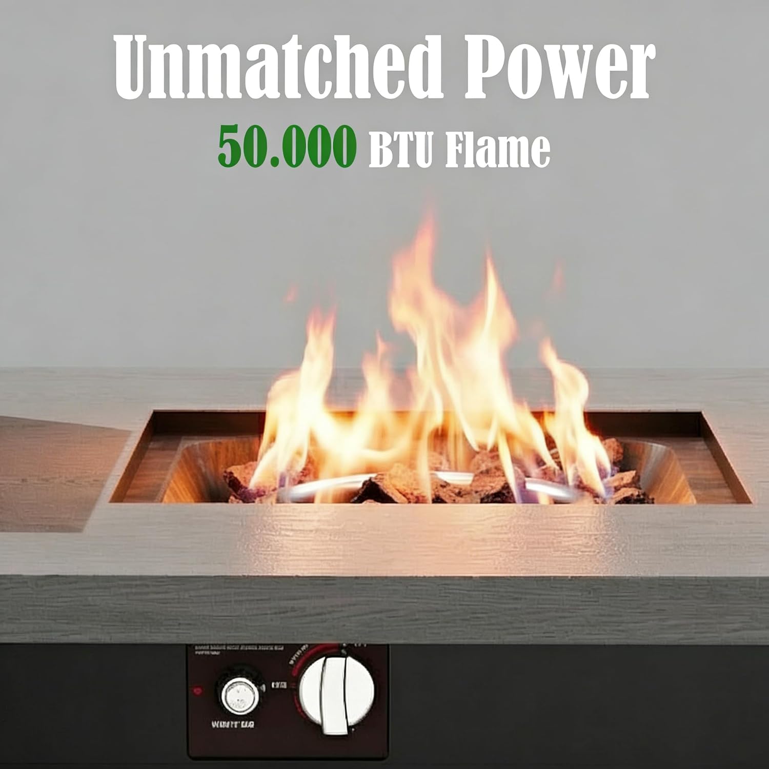 ECACAD 40" Rectangular Propane Fire Pit Table with Tank Cabinet, Lid, Rock & Rain Cover, 50,000 BTU Iron Outdoor Gas Fireplace with Aluminum Tabletop for Patio, Backyard, Black & Grain